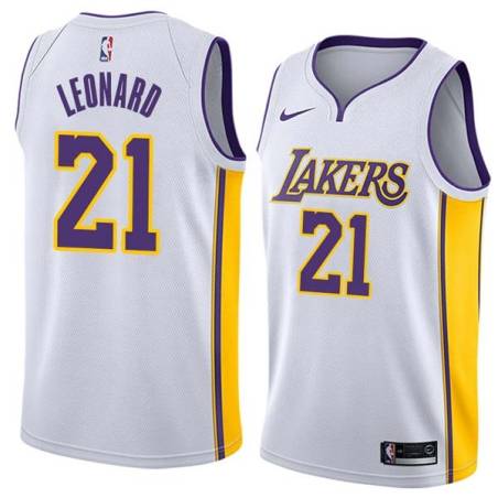 White2 Slick Leonard Twill Basketball Jersey -Lakers #21 Leonard Twill Jerseys, FREE SHIPPING