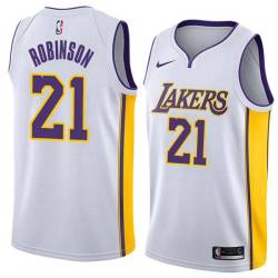 White2 Flynn Robinson Twill Basketball Jersey -Lakers #21 Robinson Twill Jerseys, FREE SHIPPING