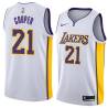 White2 Michael Cooper Twill Basketball Jersey -Lakers #21 Cooper Twill Jerseys, FREE SHIPPING