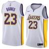 White2 Jim Barnes Twill Basketball Jersey -Lakers #23 Barnes Twill Jerseys, FREE SHIPPING