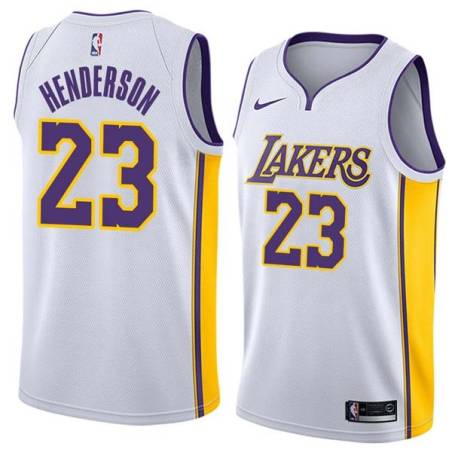 White2 Jerome Henderson Twill Basketball Jersey -Lakers #23 Henderson Twill Jerseys, FREE SHIPPING