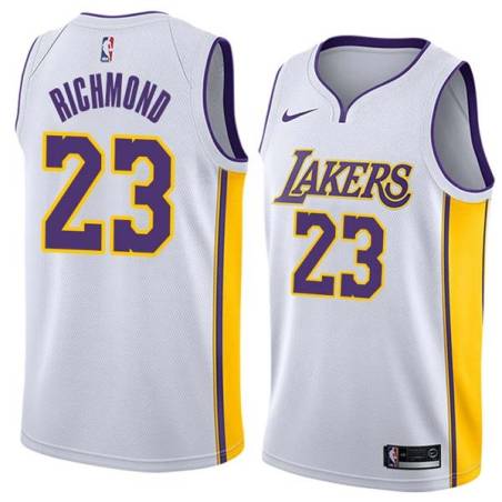 White2 Mitch Richmond Twill Basketball Jersey -Lakers #23 Richmond Twill Jerseys, FREE SHIPPING