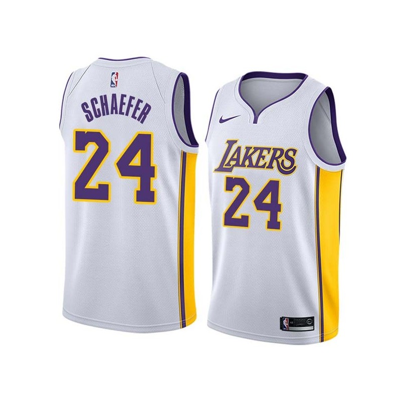 White2 Herm Schaefer Twill Basketball Jersey -Lakers #24 Schaefer Twill Jerseys, FREE SHIPPING