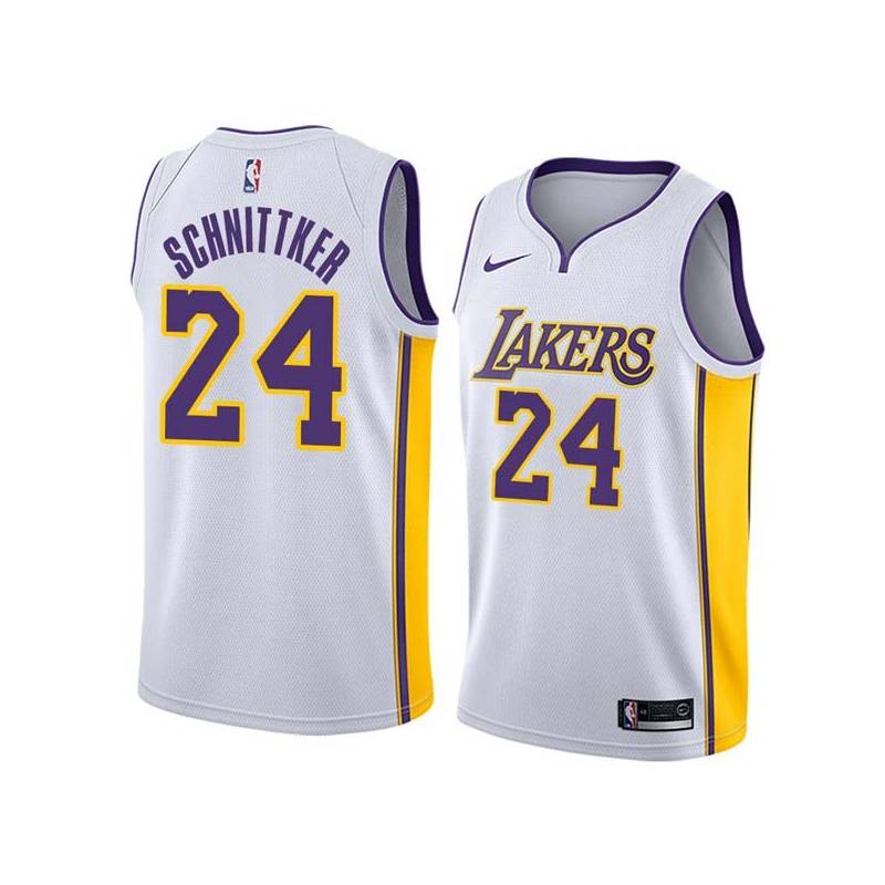 White2 Dick Schnittker Twill Basketball Jersey -Lakers #24 Schnittker Twill Jerseys, FREE SHIPPING