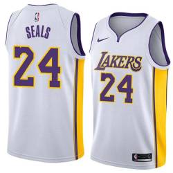 White2 Shea Seals Twill Basketball Jersey -Lakers #24 Seals Twill Jerseys, FREE SHIPPING