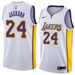 White2 Jim Jackson Twill Basketball Jersey -Lakers #24 Jackson Twill Jerseys, FREE SHIPPING