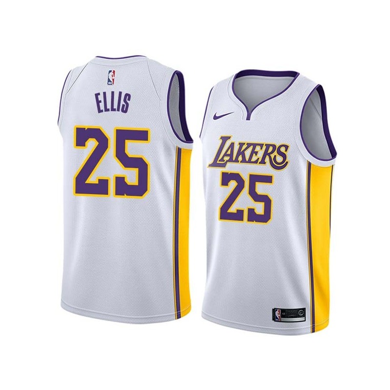 White2 Leroy Ellis Twill Basketball Jersey -Lakers #25 Ellis Twill Jerseys, FREE SHIPPING