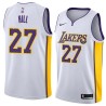 White2 Jordan Hill Twill Basketball Jersey -Lakers #27 Hill Twill Jerseys, FREE SHIPPING