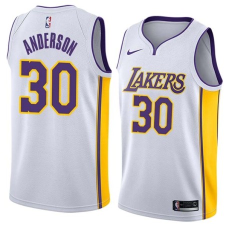 White2 Cliff Anderson Twill Basketball Jersey -Lakers #30 Anderson Twill Jerseys, FREE SHIPPING