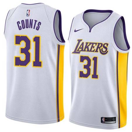 White2 Mel Counts Twill Basketball Jersey -Lakers #31 Counts Twill Jerseys, FREE SHIPPING