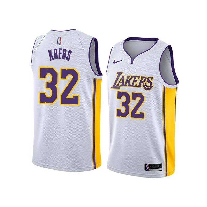 White2 Jim Krebs Twill Basketball Jersey -Lakers #32 Krebs Twill Jerseys, FREE SHIPPING