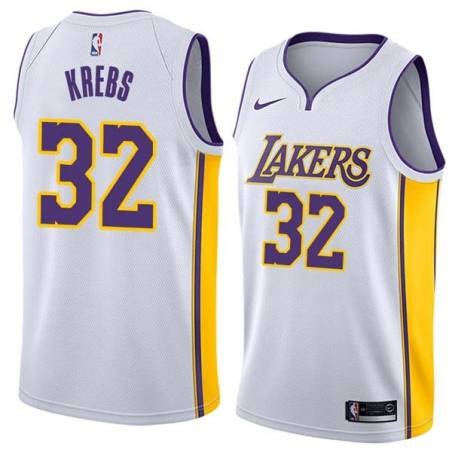 White2 Jim Krebs Twill Basketball Jersey -Lakers #32 Krebs Twill Jerseys, FREE SHIPPING