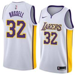 White2 Cazzie Russell Twill Basketball Jersey -Lakers #32 Russell Twill Jerseys, FREE SHIPPING