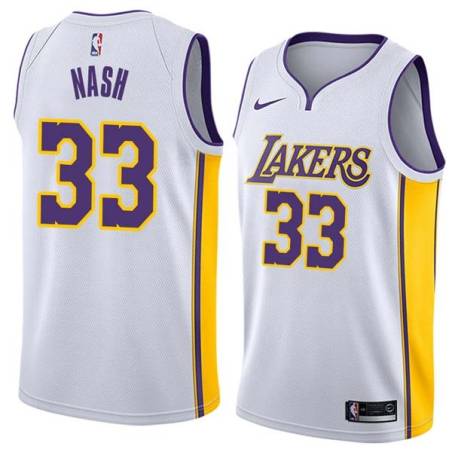 White2 Cotton Nash Twill Basketball Jersey -Lakers #33 Nash Twill Jerseys, FREE SHIPPING