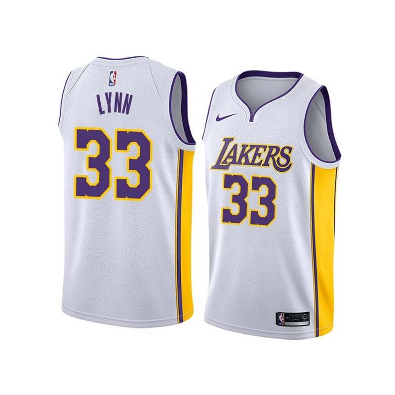 White2 Mike Lynn Twill Basketball Jersey -Lakers #33 Lynn Twill Jerseys, FREE SHIPPING