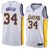 White2 Erwin Mueller Twill Basketball Jersey -Lakers #34 Mueller Twill Jerseys, FREE SHIPPING