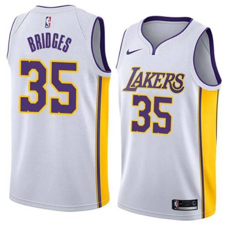 White2 Bill Bridges Twill Basketball Jersey -Lakers #35 Bridges Twill Jerseys, FREE SHIPPING