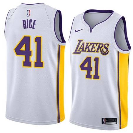 White2 Glen Rice Twill Basketball Jersey -Lakers #41 Rice Twill Jerseys, FREE SHIPPING