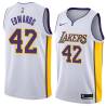 White2 James Edwards Twill Basketball Jersey -Lakers #42 Edwards Twill Jerseys, FREE SHIPPING