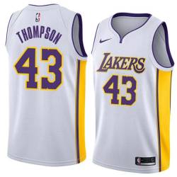 White2 Mychal Thompson Twill Basketball Jersey -Lakers #43 Thompson Twill Jerseys, FREE SHIPPING