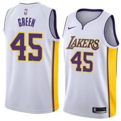 White2 A.C. Green Twill Basketball Jersey -Lakers #45 Green Twill Jerseys, FREE SHIPPING