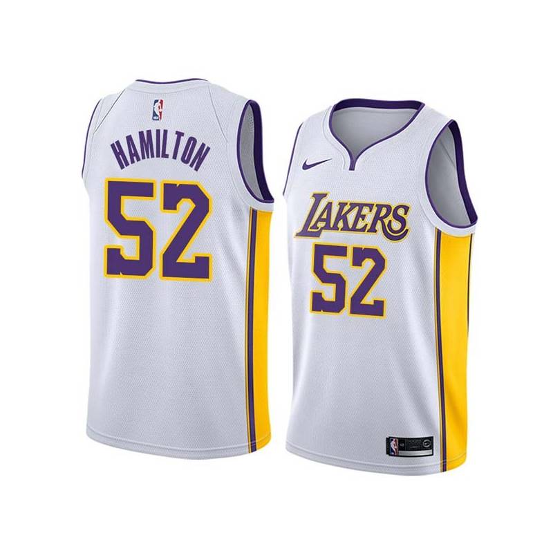 White2 Dennis Hamilton Twill Basketball Jersey -Lakers #52 Hamilton Twill Jerseys, FREE SHIPPING