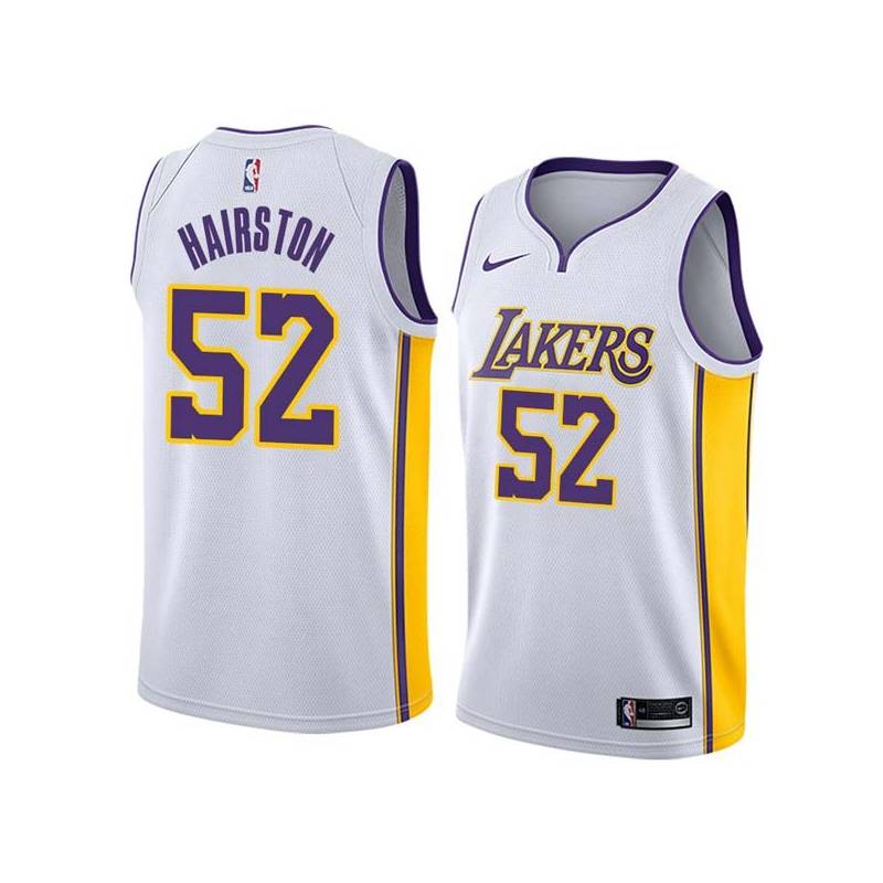 White2 Happy Hairston Twill Basketball Jersey -Lakers #52 Hairston Twill Jerseys, FREE SHIPPING