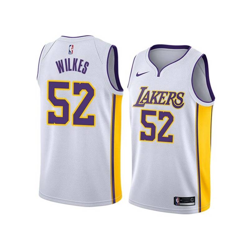 White2 Jamaal Wilkes Twill Basketball Jersey -Lakers #52 Wilkes Twill Jerseys, FREE SHIPPING