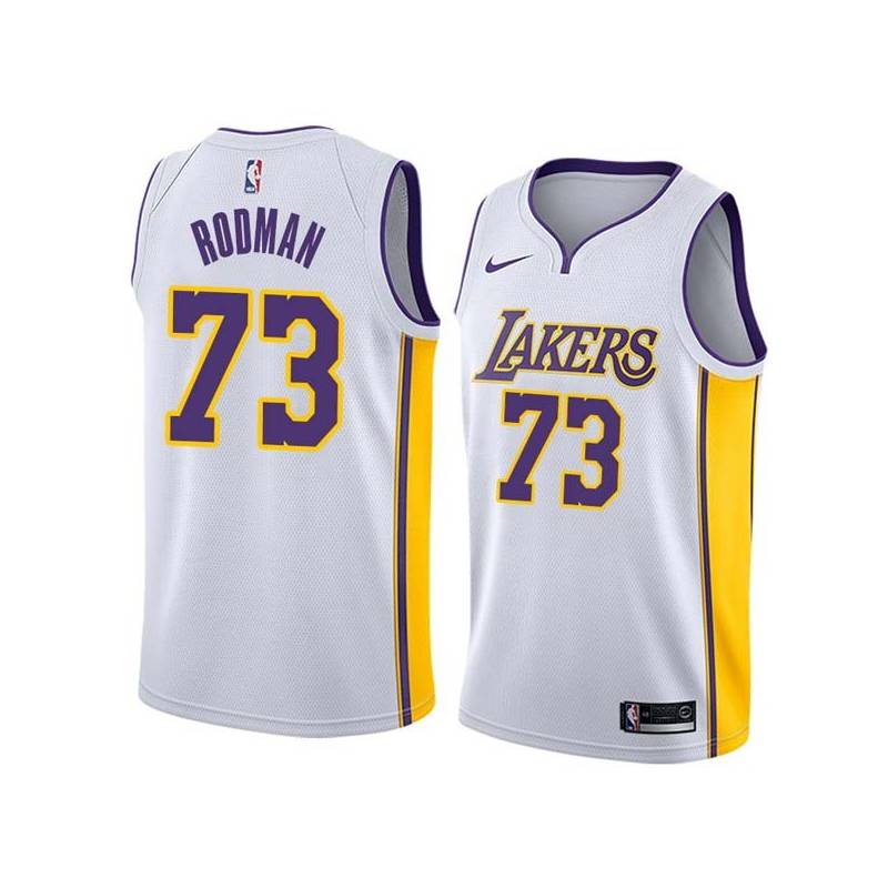 White2 Dennis Rodman Twill Basketball Jersey -Lakers #73 Rodman Twill Jerseys, FREE SHIPPING