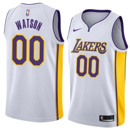 White2 Bobby Watson Lakers #00 Twill Basketball Jersey FREE SHIPPING