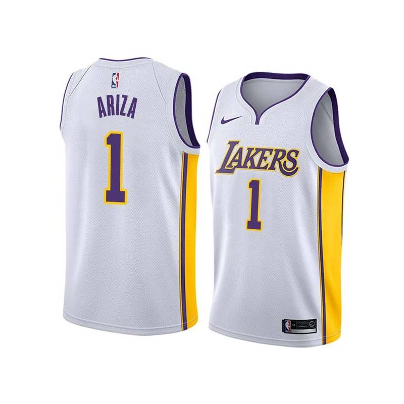 White2 Trevor Ariza Lakers #1 Twill Basketball Jersey FREE SHIPPING