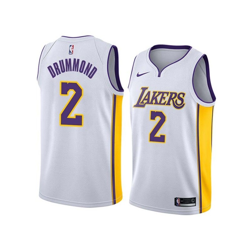 White2 Andre Drummond Lakers #2 Twill Basketball Jersey FREE SHIPPING