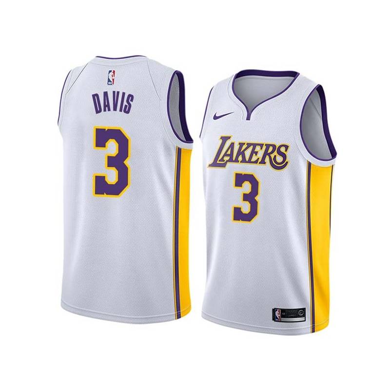 White2 Anthony Davis Lakers #3 Twill Basketball Jersey FREE SHIPPING