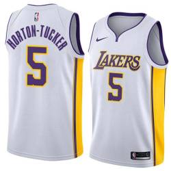 White2 Talen Horton-Tucker Lakers #5 Twill Basketball Jersey FREE SHIPPING