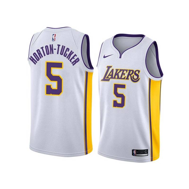 White2 Talen Horton-Tucker Lakers #5 Twill Basketball Jersey FREE SHIPPING