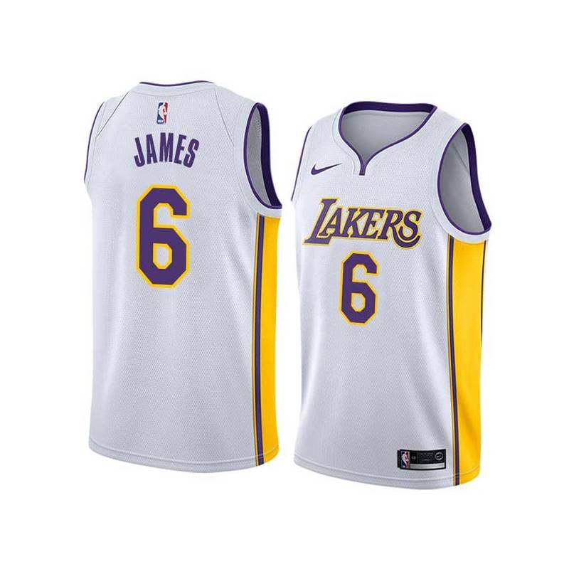 White2 LeBron James Lakers #6 Twill Basketball Jersey FREE SHIPPING