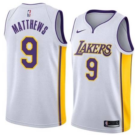 White2 Wesley Matthews Lakers #9 Twill Basketball Jersey FREE SHIPPING