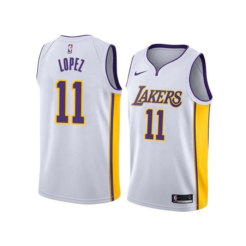 White2 Brook Lopez Lakers #11 Twill Basketball Jersey FREE SHIPPING