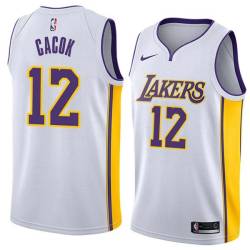 White2 Devontae Cacok Lakers #12 Twill Basketball Jersey FREE SHIPPING