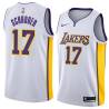 White2 Dennis Schroder Lakers #17 Twill Basketball Jersey FREE SHIPPING