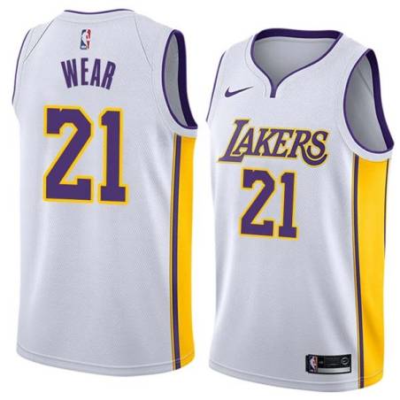 White2 Travis Wear Lakers #21 Twill Basketball Jersey FREE SHIPPING