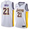 White2 J.R. Smith Lakers #21 Twill Basketball Jersey FREE SHIPPING