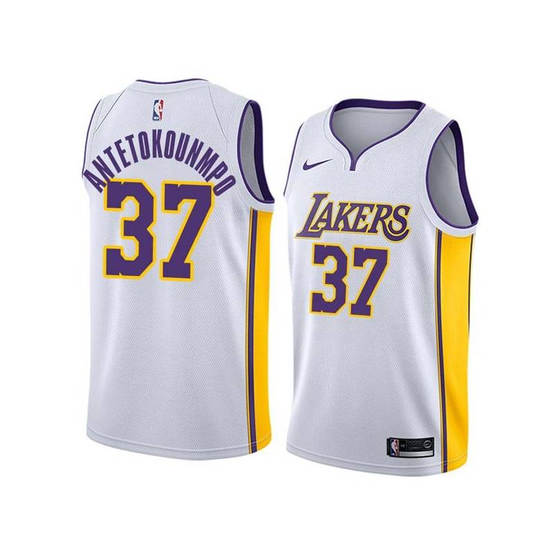 White2 Kostas Antetokounmpo Lakers #37 Twill Basketball Jersey FREE SHIPPING