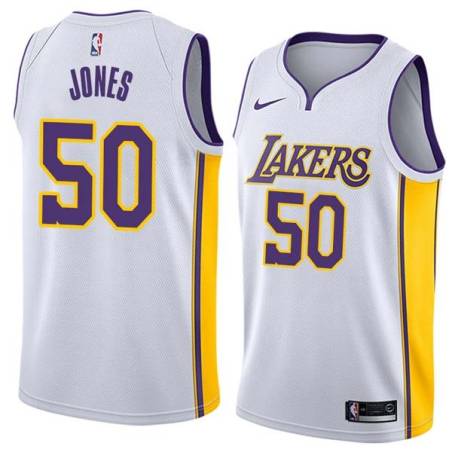 White2 Jemerrio Jones Lakers #50 Twill Basketball Jersey FREE SHIPPING