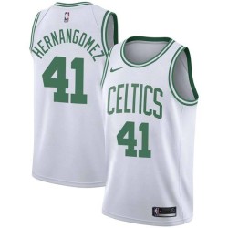 White Juancho Hernangomez Celtics #41 Twill Basketball Jersey FREE SHIPPING