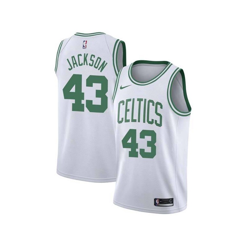 White Justin Jackson Celtics #43 Twill Basketball Jersey FREE SHIPPING