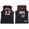 Black Throwback Gerald Henderson Twill Basketball Jersey -76ers #12 Henderson Twill Jerseys, FREE SHIPPING