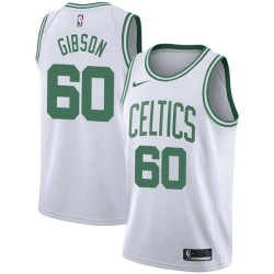 White Jonathan Gibson Celtics #60 Twill Basketball Jersey FREE SHIPPING