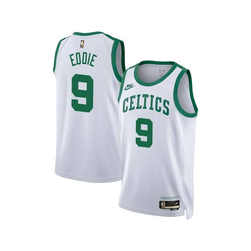 White Classic Jarell Eddie Celtics #9 Twill Basketball Jersey FREE SHIPPING