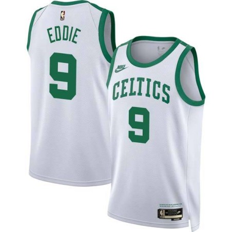 White Classic Jarell Eddie Celtics #9 Twill Basketball Jersey FREE SHIPPING